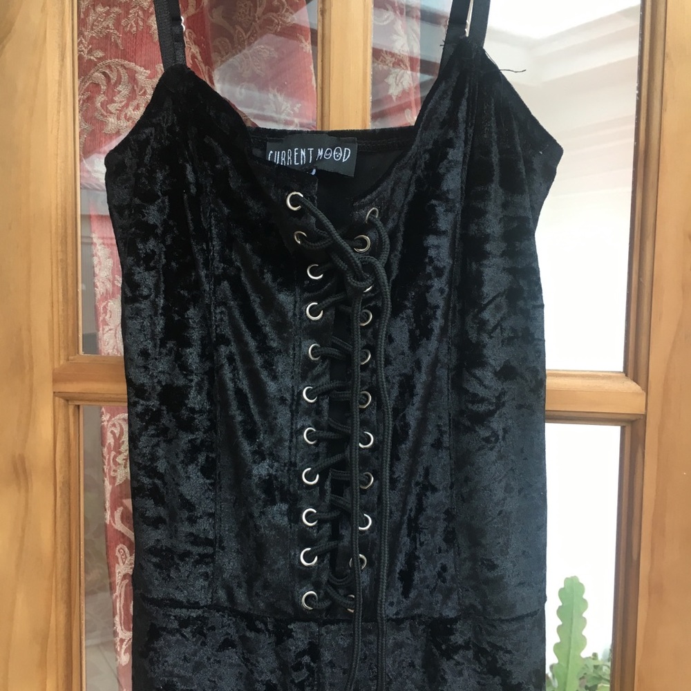 Current Mood Dolls Kill Crushed Velvet Jumpsuit